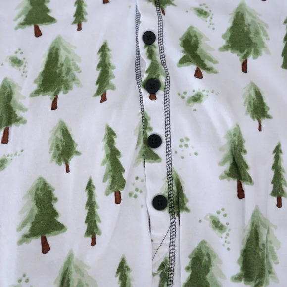 Lazy One White Green Red Pine Trees  w/ Back Flap Onezie Size Medium - Picture 12 of 16